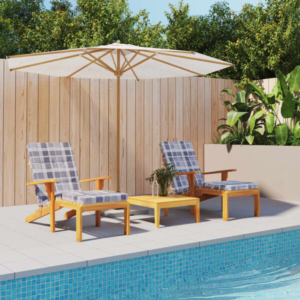 vidaXL Liegestuhl-Auflagen 2 Stk. Grau Karomuster Oxford-Gewebe