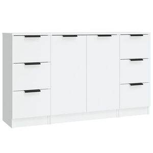 vidaXL Sideboards 3 Stk. Wei&szlig; Holzwerkstoff