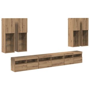 vidaXL TV-Wandregal-Set Wandmontiert 7 pcs Artisan-Eiche Holzwerkstoff