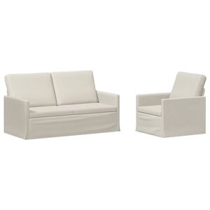 vidaXL Sofa-Set 2 pcs Creme Samt (V)