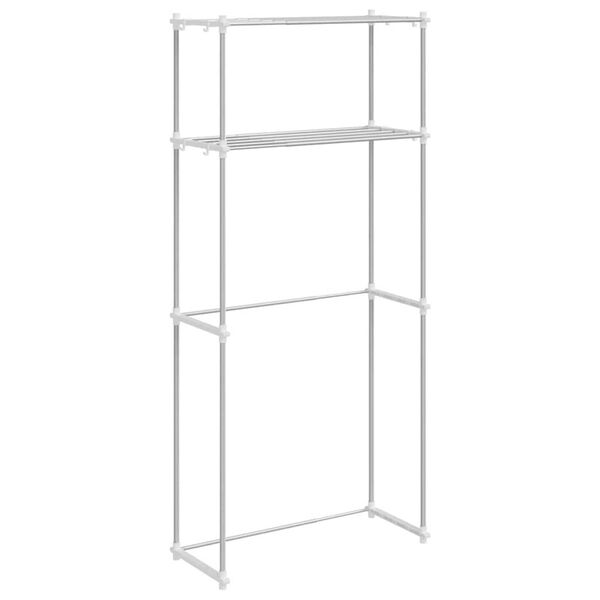vidaXL Waschmaschinenregal mit Regal Wei&szlig; 70 x 27 x 136 cm Aluminium