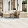 vidaXL 11-tlg. Garten-Sofagarnitur mit Kissen Beige Poly Rattan