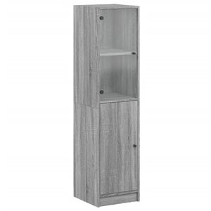 vidaXL Highboard mit Glast&uuml;r Grau Sonoma 35x37x142 cm