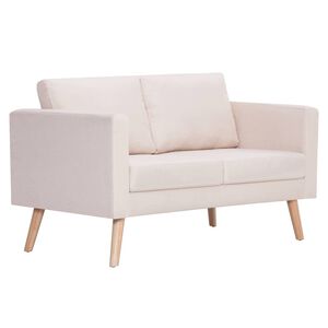 vidaXL 2-Sitzer-Sofa Stoff Cremewei&szlig;