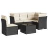 vidaXL 6-tlg. Garten-Sofagarnitur mit Kissen Schwarz Poly Rattan