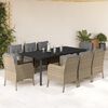 vidaXL 9-tlg. Garten-Essgruppe mit Kissen Beige Poly Rattan