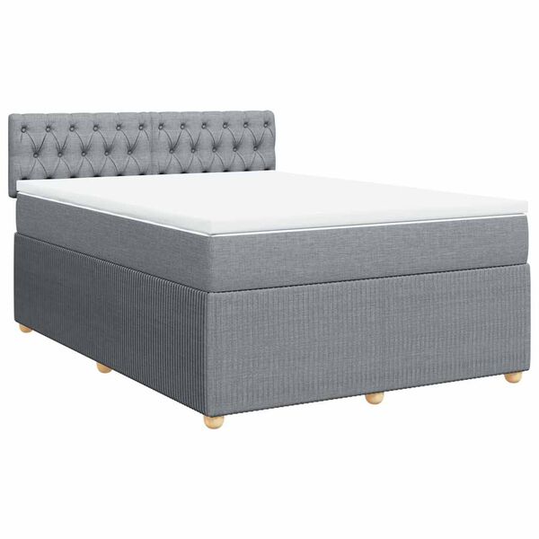 vidaXL Boxspringbett mit Matratze Hellgrau 140x200 cm Stoff