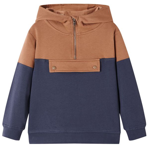 Kinder-Kapuzenpullover mit Halbem Rei&szlig;verschluss Anthrazit Cognac 116
