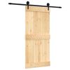 vidaXL Schiebet&uuml;r Nat&uuml;rlich und Schwarz 95 x 210 cm Massivkiefer
