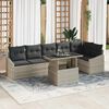 vidaXL Gartensofa-set mit Kissen 7 pcs Hellgrau Poly-Rattan