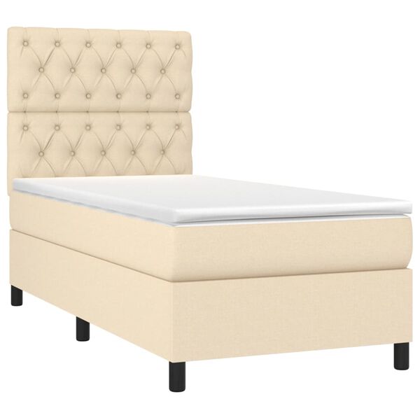 vidaXL Boxspringbett mit Matratze Creme 80x200 cm Stoff