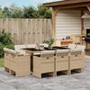 vidaXL 11-tlg. Garten-Essgruppe mit Kissen Beige Poly Rattan