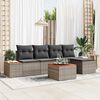 vidaXL Garten-Sofa-Set mit Kissen 6 pcs Grau Poly Rattan