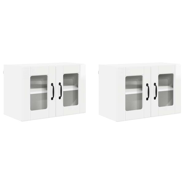vidaXL K&uuml;chenschrank mit Regal 2 pcs Hochglanz Wei&szlig; 60 x 31 x 40 cm