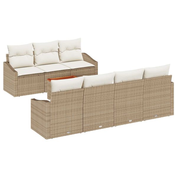 vidaXL Gartensofa-set mit Kissen 8 pcs Beige Poly-Rattan