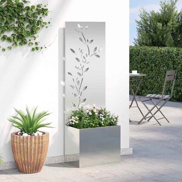 vidaXL Garten Sichtschutz-Leinwand Floral Silber 50 x 32 x 150 cm