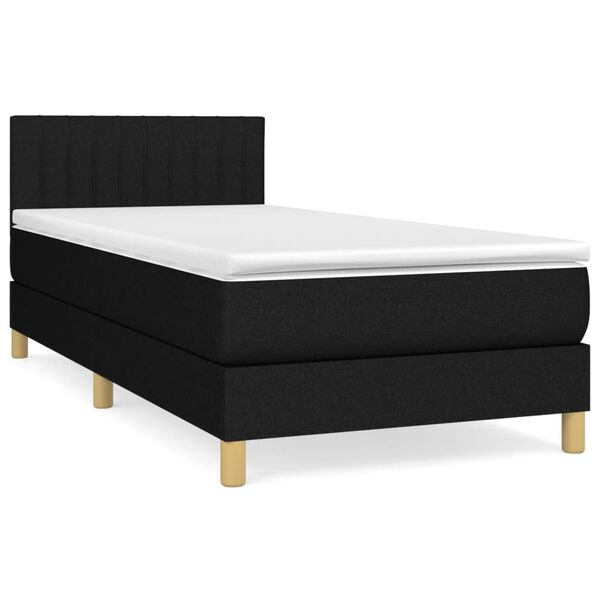 vidaXL Boxspringbett mit Matratze Schwarz 90x200 cm Stoff