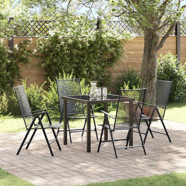 vidaXL Garten Essgruppe 5 pcs Anthrazit Pulverbeschichteter Stahl