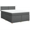 vidaXL Boxspringbett mit Matratze Dunkelgrau 160x200 cm Stoff