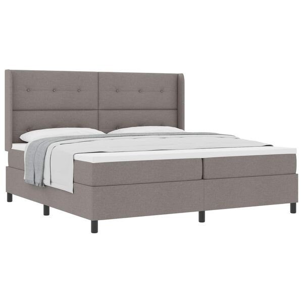 vidaXL Boxspringbett mit Matratze Taupe 200 x 200 cm Stoff