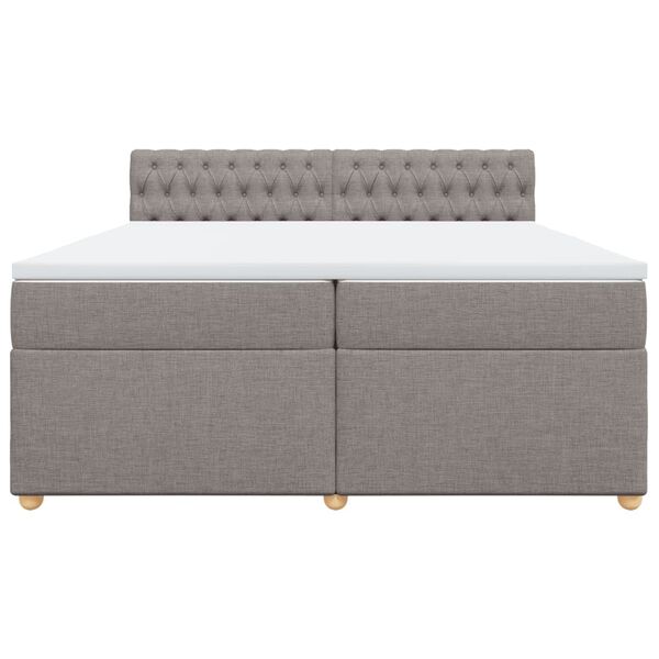 vidaXL Boxspringbett mit Matratze Taupe 200x200 cm Stoff