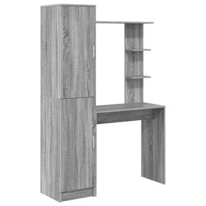 vidaXL Schreibtisch mit Regal mit Speicher mit T&uuml;r 2 Stk. Sonoma-Grau