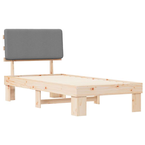 vidaXL Bettgestell mit gepolstertem Kopfteil Hellgrau 90 x 200 cm