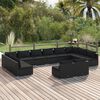vidaXL 12-tlg. Garten-Lounge-Set mit Kissen Schwarz Poly Rattan