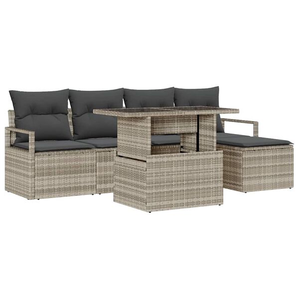 vidaXL Garten-Sofa-Set mit Kissen 6 pcs Hellgrau