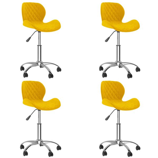 vidaXL Esszimmerst&uuml;hle 4 Stk. Drehbar Senfgelb Samt