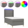 vidaXL Boxspringbett mit Matratze & LED Dunkelgrau 100x200 cm Stoff