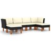 vidaXL 6-tlg. Garten-Lounge-Set mit Kissen Poly Rattan Schwarz