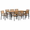 vidaXL Garten Essgruppe 9 pcs Schwarz Massivholz Akazie