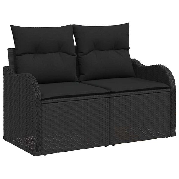 vidaXL Gartensofa-set mit Kissen 8 pcs Schwarz Poly Rattan