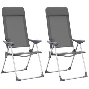 vidaXL Klappbare Campingst&uuml;hle 2 Stk. Grau Aluminium