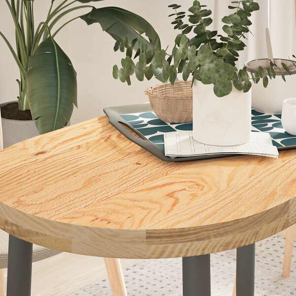 vidaXL Tischplatte 100x50x4 cm Massivholz Eiche Oval