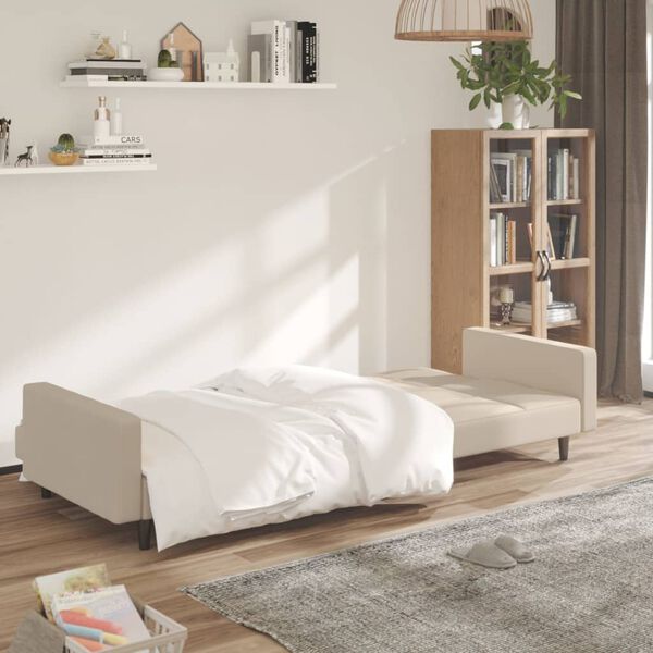 vidaXL Schlafsofa 2-Sitzer Creme Mikrofaser