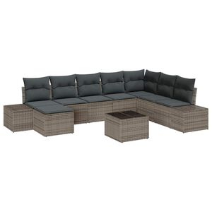 vidaXL Gartensofa-set mit Kissen 9 pcs Hellgrau Poly-Rattan