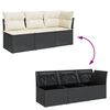 vidaXL Gartensofa mit Kissen 3-Sitzer Schwarz Poly Rattan