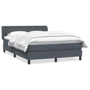 vidaXL Boxspringbett mit Matratze Dunkelgrau 140x220 cm Samt