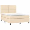 vidaXL Boxspringbett mit Matratze Creme 140x190 cm Stoff