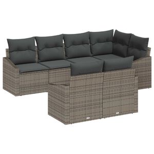 vidaXL Sofa Set mit Kissen 7 pcs Grau Poly Rattan