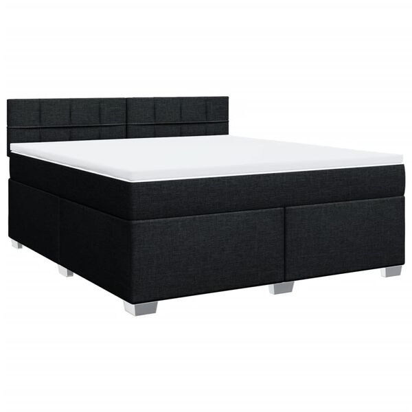 vidaXL Boxspringbett mit Matratze Schwarz 180x200 cm Stoff