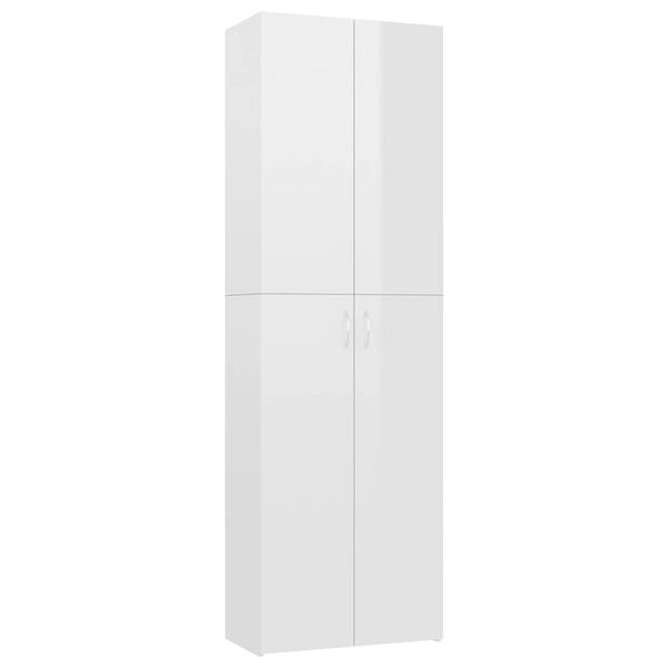 vidaXL B&uuml;roschrank Hochglanz-Wei&szlig; 60x32x190 cm Holzwerkstoff