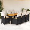 vidaXL 9-tlg. Garten-Bistro-Set mit Kissen Schwarz Poly Rattan