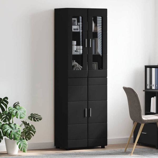 vidaXL Highboard mit Regal Schwarz 60 x 35 x 182 cm Holzwerkstoff