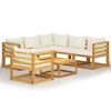 vidaXL 7-tlg. Garten-Lounge-Set mit Auflagen Creme Massivholz Akazie