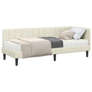 vidaXL Eckbettgestell mit Matratze 2 stk. Creme 80 x 200 cm Samt