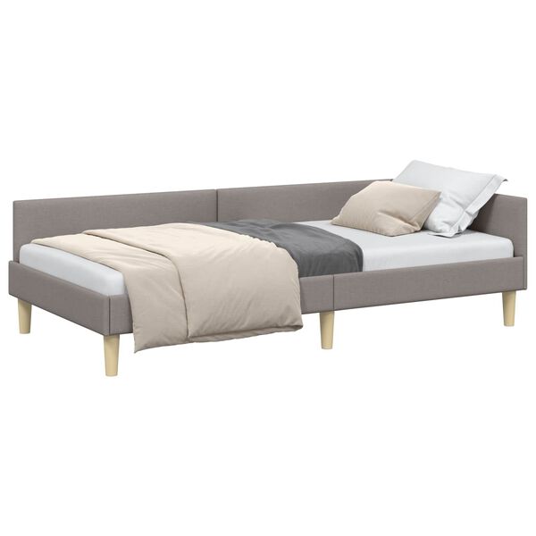 vidaXL Eckbettgestell mit Kopfteil Taupe 90 x 190 cm Stoff