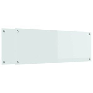 vidaXL K&uuml;chenr&uuml;ckwand 2 pcs Wei&szlig; 110 x 40 cm Geh&auml;rtetes Glas